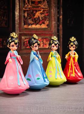 正品西安网红大唐不倒居翁小姐姐卡通创意家摆小件人陕偶西旅游纪