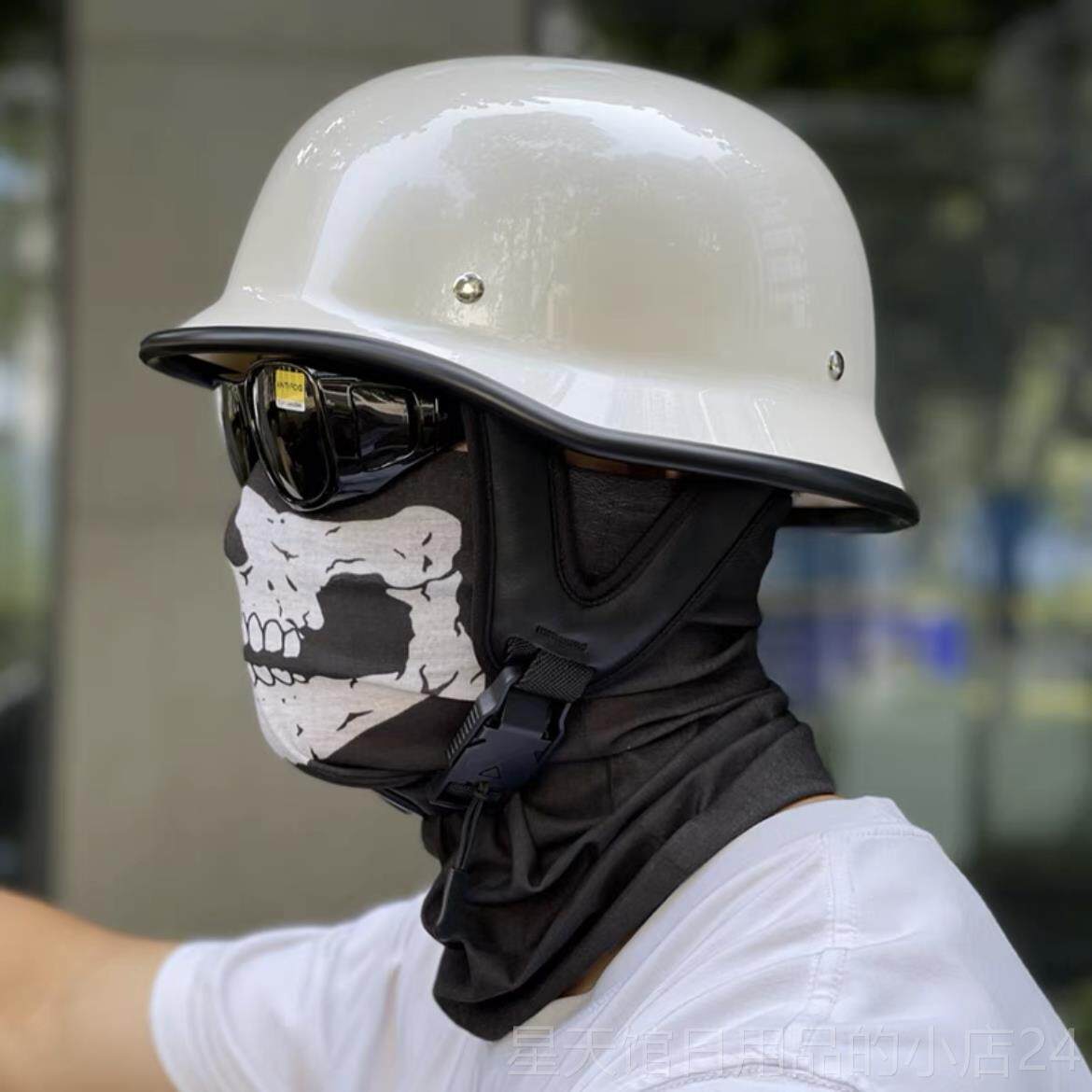 正品美国混之子b乱ornfr皮ee夏季瓢瓜电镀复古盔机车骑士头盔哈雷