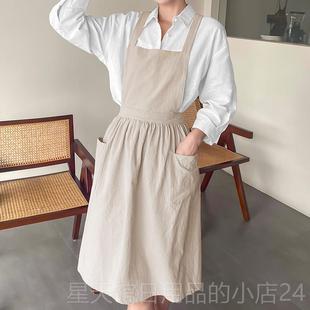 正品花店围裙标定制工作服志尚纯女性日本文学棉法国时美丽覆古