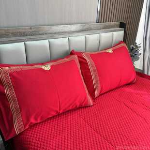 正品 860CM加大靠枕100支套长绒棉大红婚庆靠垫抱枕结婚品床婚房