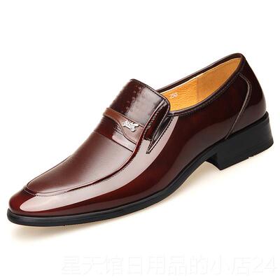 正品老爷车装品皮鞋男正真皮透气务正西商装鞋内增高尖头男婚鞋一