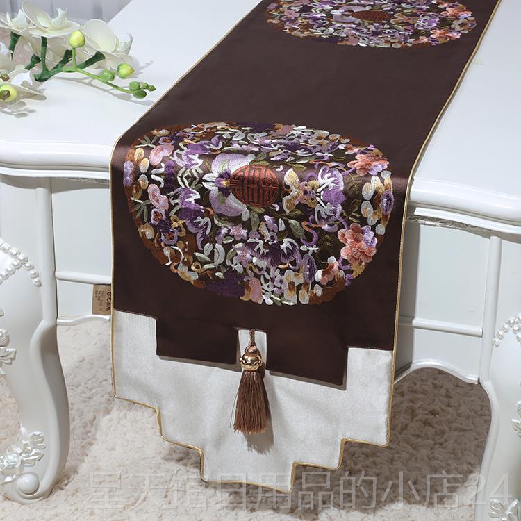 正品艺必新中式桌旗古典中国风厅桌电视客柜盖旭布现代餐茶台茶几