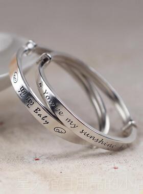 正品宝银宝手镯999足银男婴女新手生儿童儿镯 纯银定制周岁礼物天