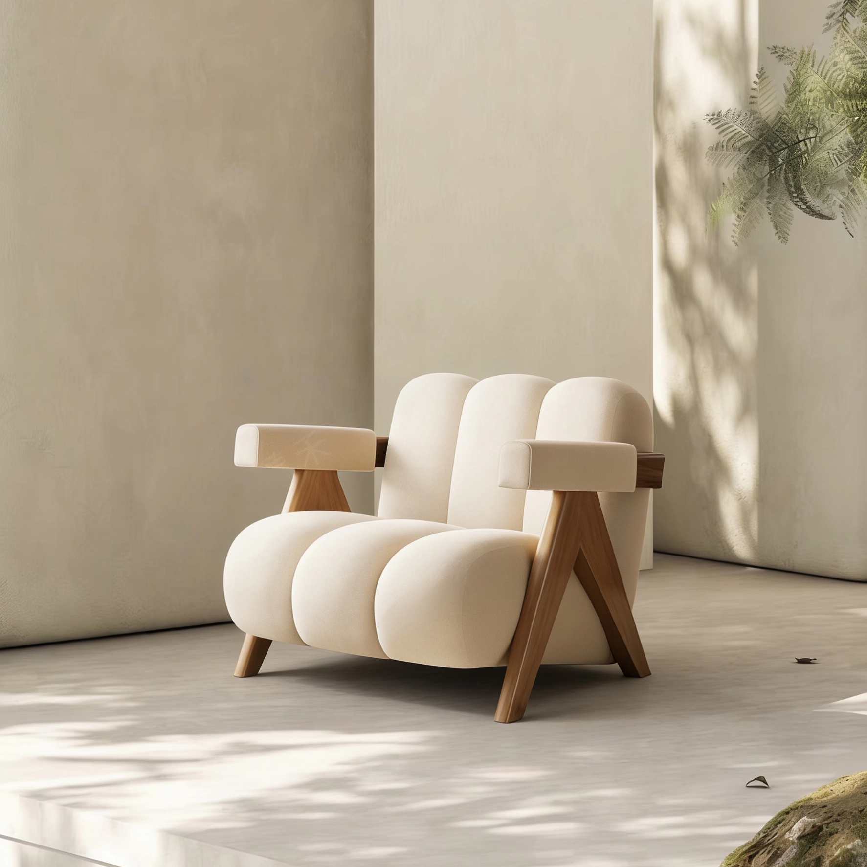 2025新款侘寂风实木单人沙发椅