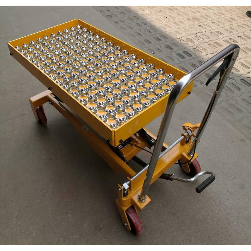 万向球滚珠台面平台车辊筒液压升降平台车带滚珠模具升降堆车