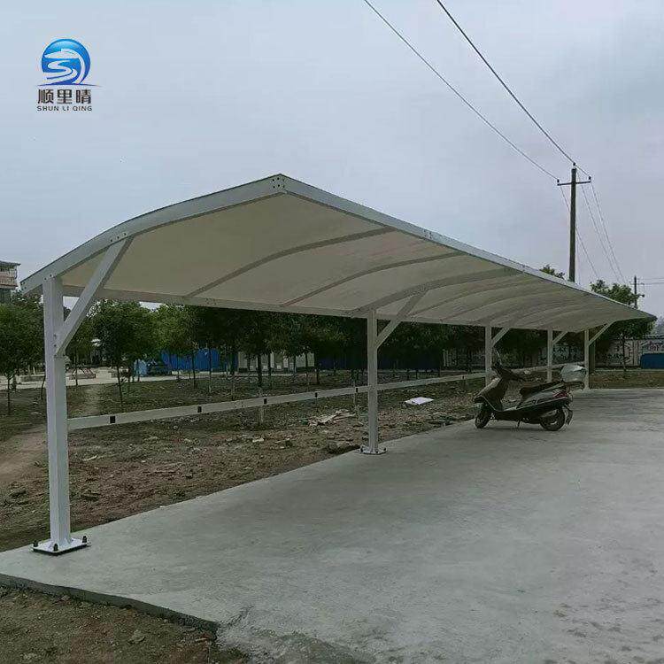 膜结构双面停车棚充电桩小区电自行车雨棚拉膜电动车遮阳篷厂家