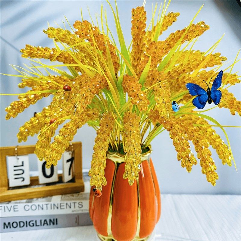 水晶稻穗大麦稻谷穗diy材料包全套手工编制花束客厅摆件开业装饰