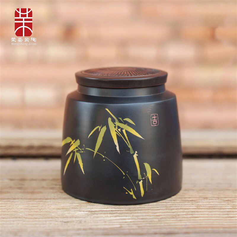 建水紫陶茶叶罐陶瓷家用密封罐斗茶罐散茶罐储存普洱茶醒茶罐迷你