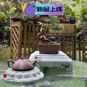 石材圆形莲花瓣底座大理石茶壶垫方形太湖石盆景专用底座桌面摆件