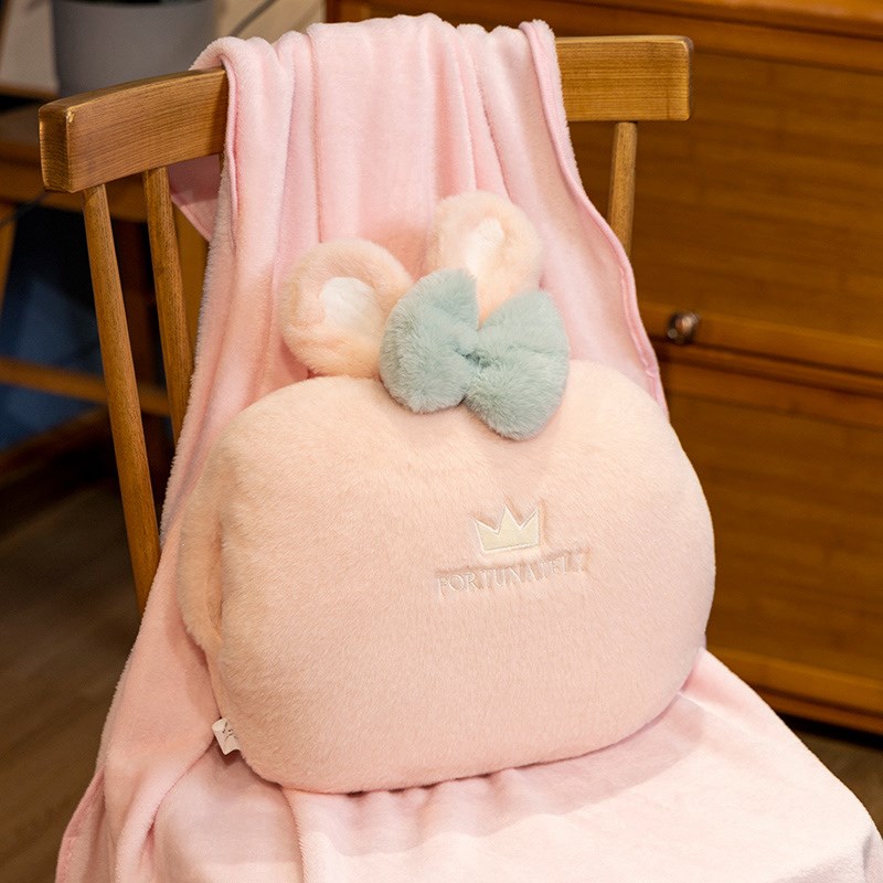 冬季抱枕暖手毯子三合一宿舍办公室女生午睡保暖厚枕头被子可插手