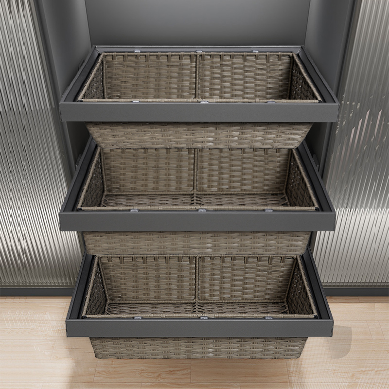 衣柜阻尼拉篮抽屉式伸缩裤架藤篮衣帽间内置收纳储物家用五金