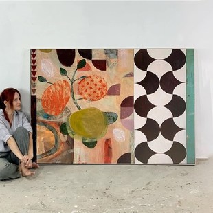 ART创意植物花卉纯手绘油画抽象大幅客厅沙发墙画覆古玄关挂画