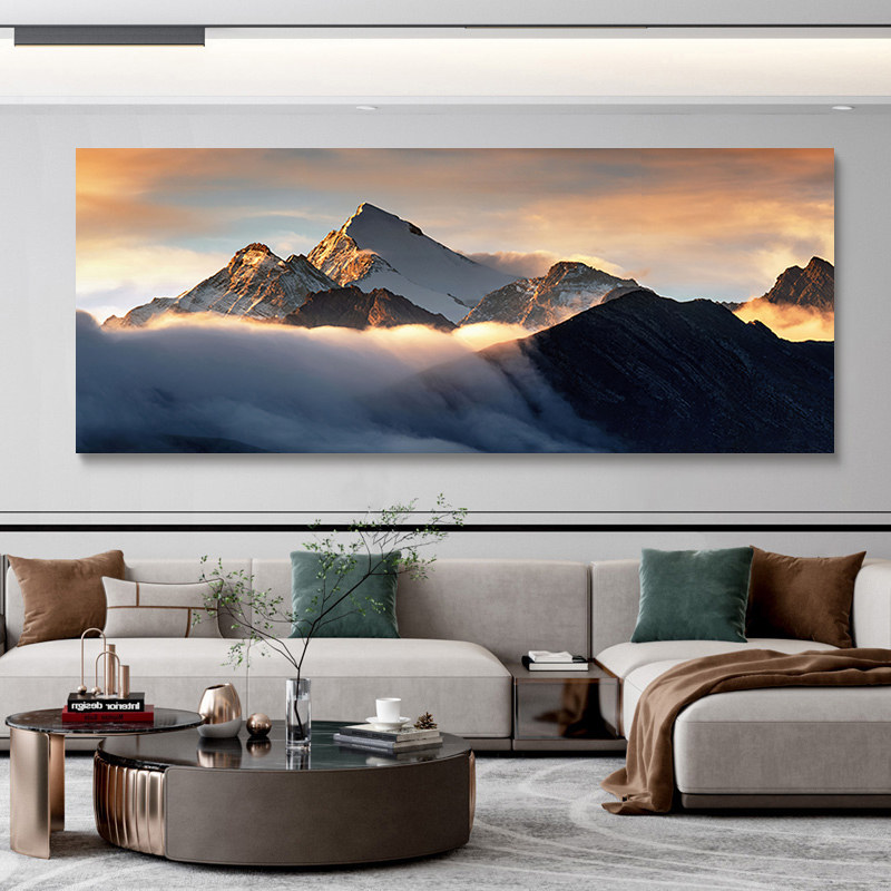 日照金山客厅挂画沙发背景墙山水风景画工业风壁画卧室床头装饰画,家居饰品,现代装饰画,淘宝优惠券,粉丝福利购,淘宝优惠卷