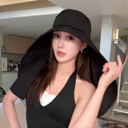 行走的防晒伞遮阳帽！帽子女夏大沿披肩帽潮款防晒太阳帽防紫外线