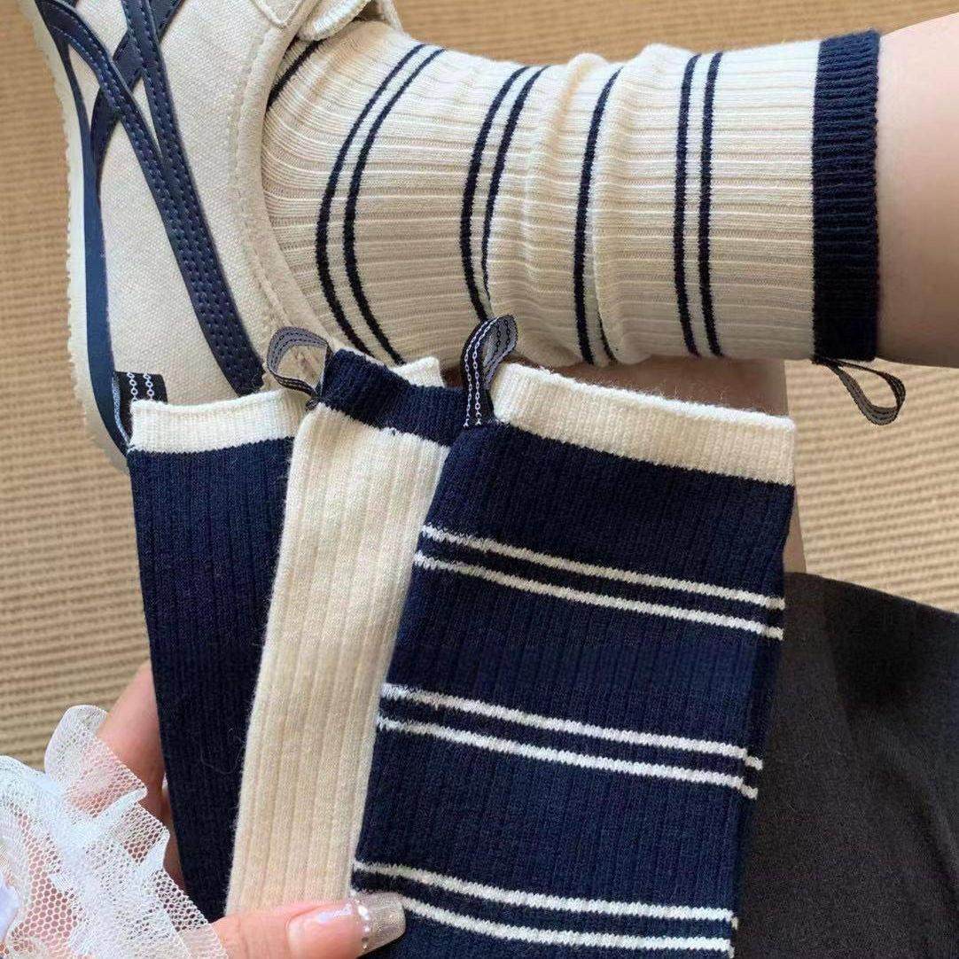 条纹袜子女中筒袜春秋季后跟布标ins潮韩版日系运动夏天长袜,女士内衣/男士内衣/家居服,中筒袜,淘宝优惠券,粉丝福利购,淘宝优惠卷