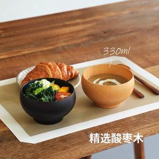 霜山酸枣木碗日式早餐碗家用汤碗木制餐具酸奶碗加厚实木小饭碗