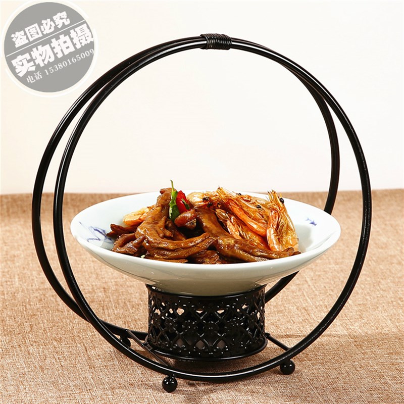 创意圆形铁艺提篮个性酒店意境菜特色分子美食料理农家乐摆台餐具
