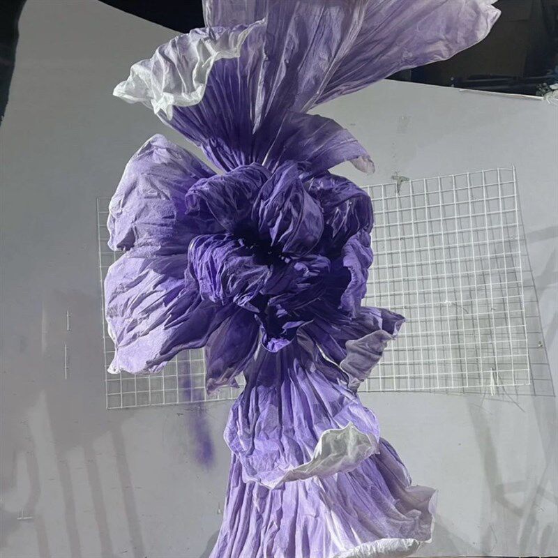 巨型纸艺花美塑花褶皱婚庆背景仿真花装饰手工橱窗婚礼美渐变紫色
