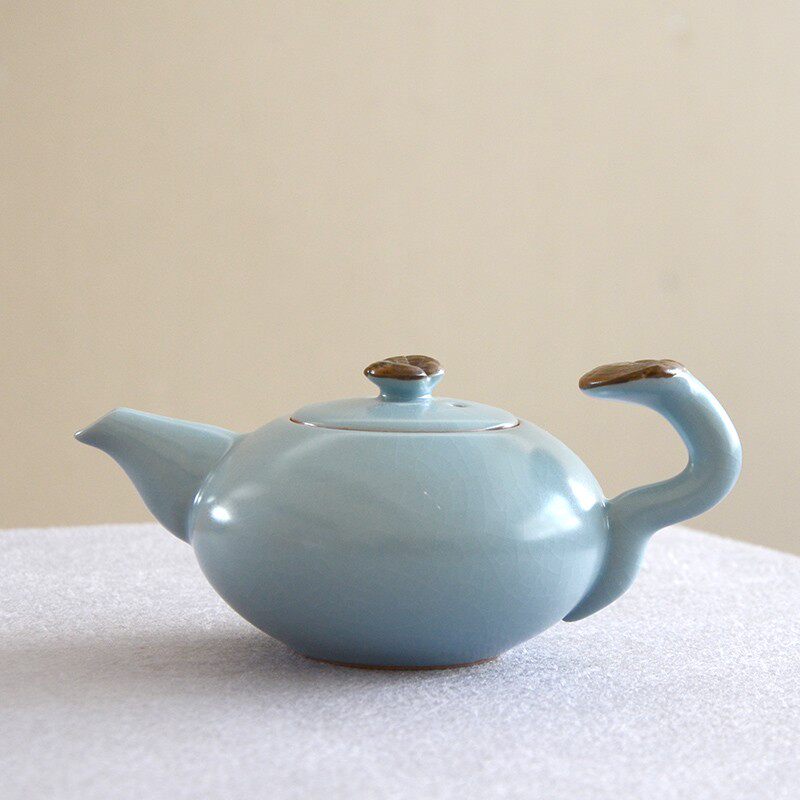 林家瓷堂汝窑茶壶单壶创意灵芝茶壶陶瓷功夫茶具泡茶器家用小茶壶