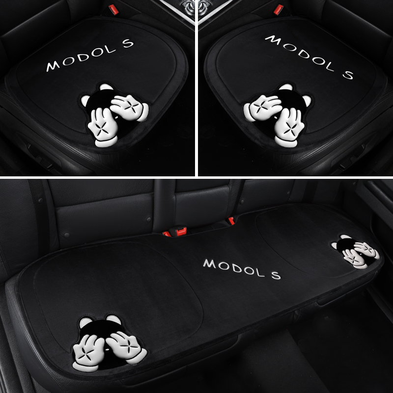 卡通汽车坐垫单片冬季短毛绒女士可爱无靠背三件套四季通用后排座