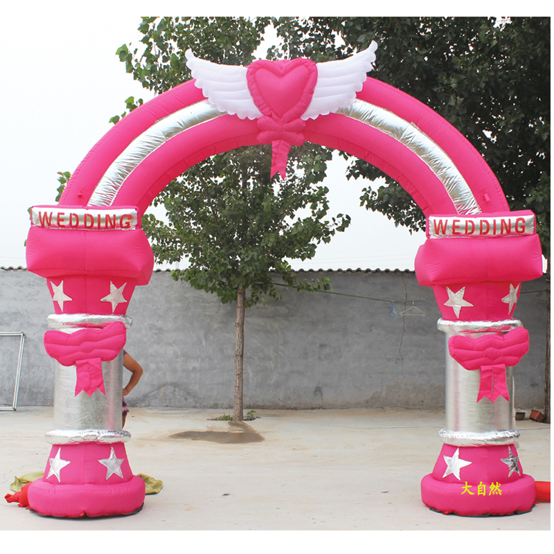 婚庆庆典道具新款米我心飞翔充气彩虹门气模婚礼LOVE拱门