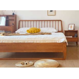 白蜡木全实木民宿135cmx190cm宽 复古中古风120x200婚床 150法式