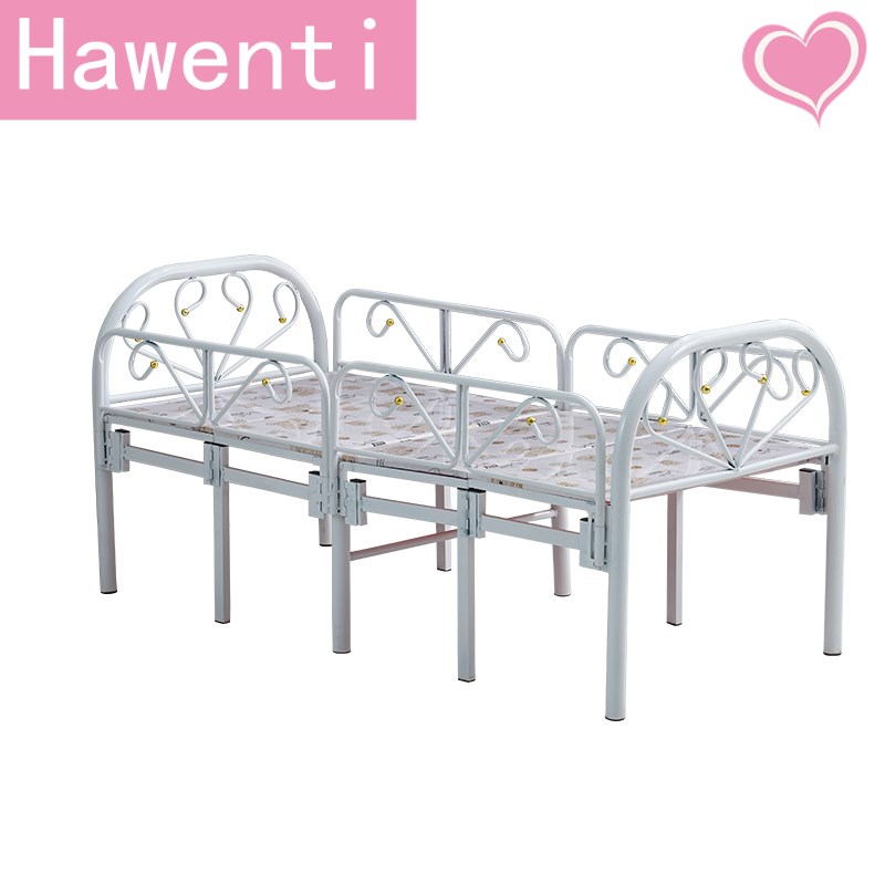 欧式儿童床折叠带护栏可收缩男孩女孩单人床铁艺公主床加宽拼接床