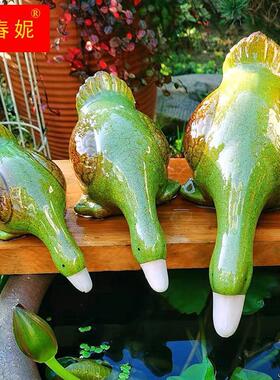 现代简约陶瓷喝水鸭子庭院假山石槽水池造景鱼缸室外鱼池装饰摆件