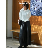 白色通勤日常休闲宽松连帽长袖 W.Diva 月泽 卫衣DWASHD0111