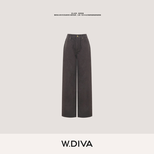 W.Diva【褐棱】BC羊毛牛仔秋冬加绒加厚直筒休闲牛仔裤54K063320