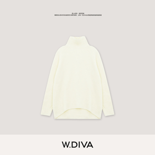 W.Diva【惦念】早春康赛妮羊毛羊绒慵懒风百搭高领毛衫34Z201053