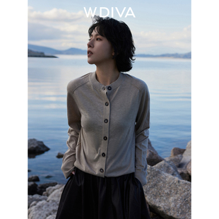 魏老板服饰wdiva 100绵羊毛针织开衫女格雷系软糯上衣 53Z032577