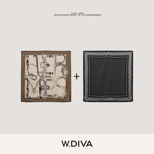 W.Diva【魏老板七夕礼物】2条装金属质感羊毛方巾围巾53J293035