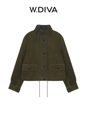 W.Diva【苔原】复古收腰头层羊皮立领夹克外套老钱风53C112626