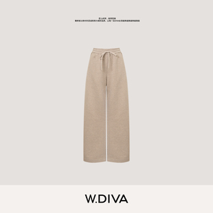 W.Diva【悦己】暖棕软糯抽绳牦牛绒休闲裤百搭通勤时尚DWAWPF0400