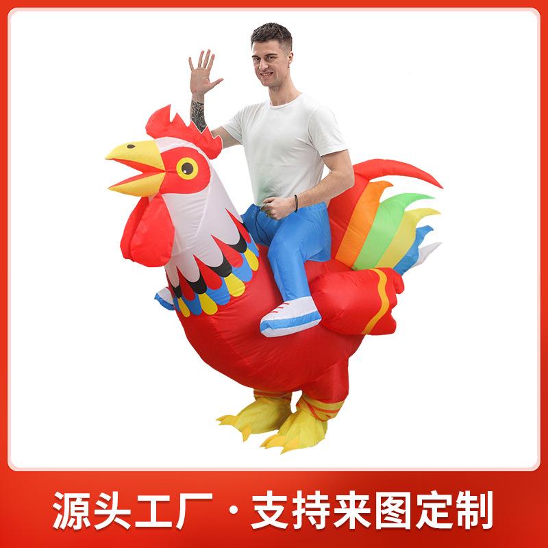 怪大红白花公鸡充气服搞装万节表演圣服装演酒GJ001吧吉祥物表玩