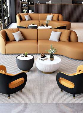 售店楼洽谈ILJ酒大堂沙发简易简约弧形休息区办公室接会待客轻处