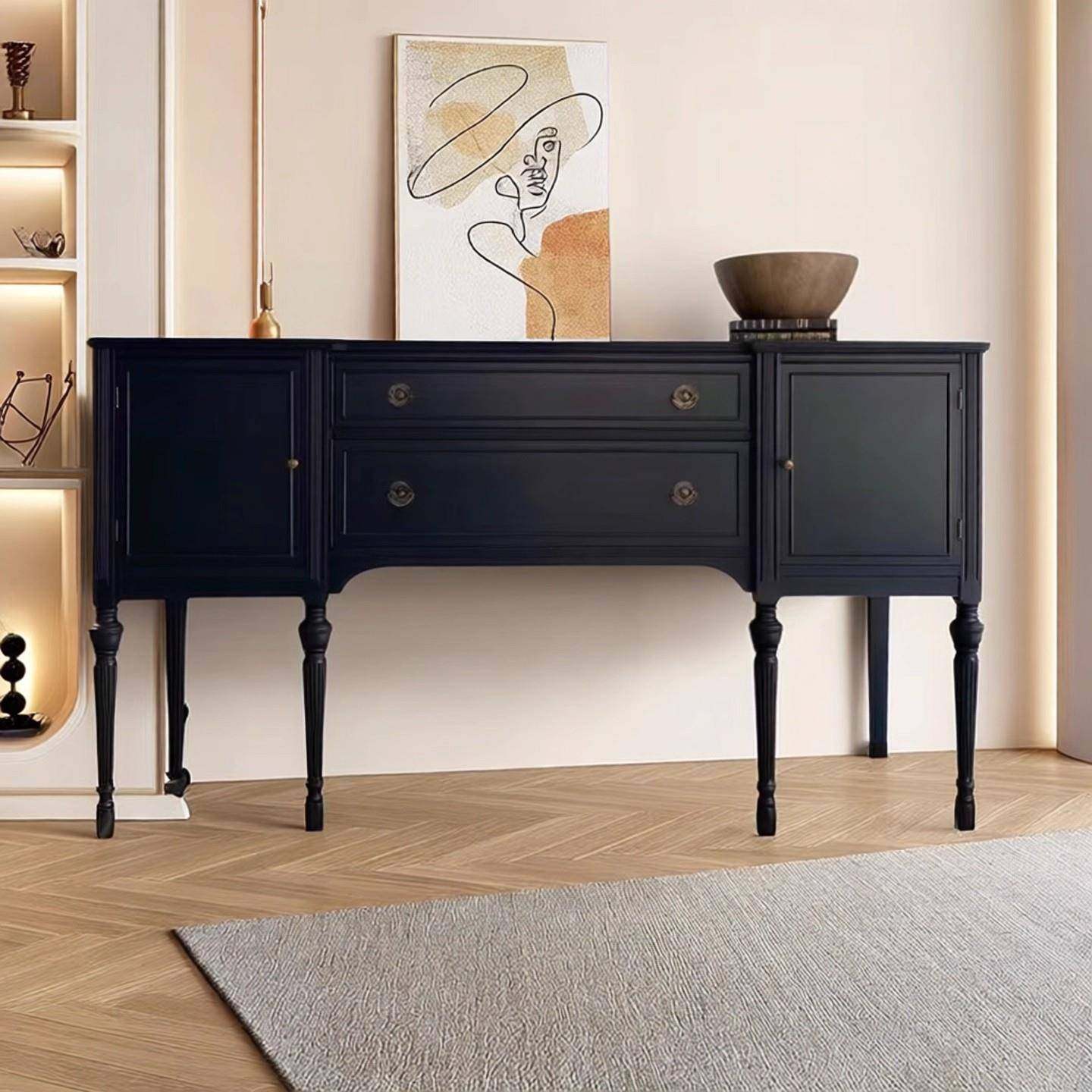 式高端复古实木储玄柜法美式轻奢入户门厅物玄关台106关餐边黑色,基础建材,脚轮/万向轮,淘宝优惠券,粉丝福利购,淘宝优惠卷