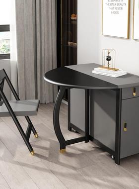 桌折小叠圆形简约多现代实木吃饭桌子家用户型圆桌轻奢功66280能