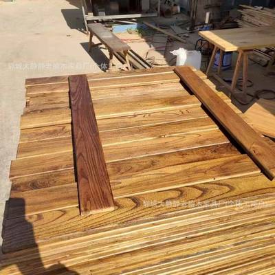 老UBX榆木窗板飘实化木长方形桌面板老门榆木旧板原木风板