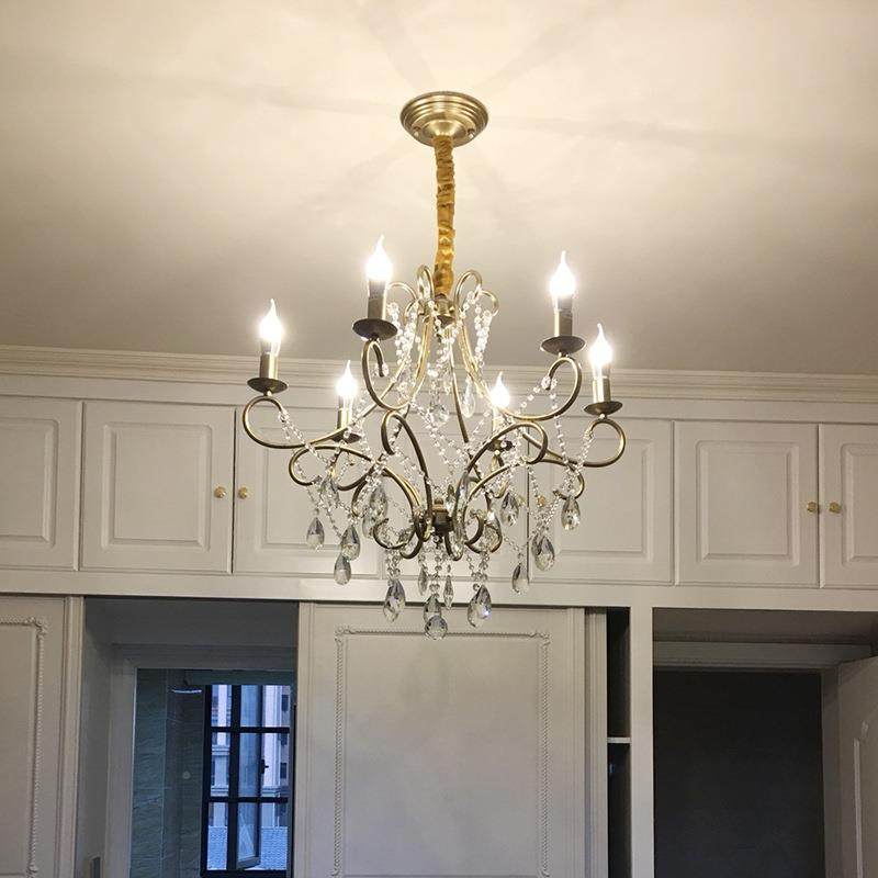 漫美式式轻奢蜡烛水晶吊灯法客278餐厅卧室玄关店铺唯美风浪厅铁,家装灯饰光源,智能吊灯,淘宝优惠券,粉丝福利购,淘宝优惠卷