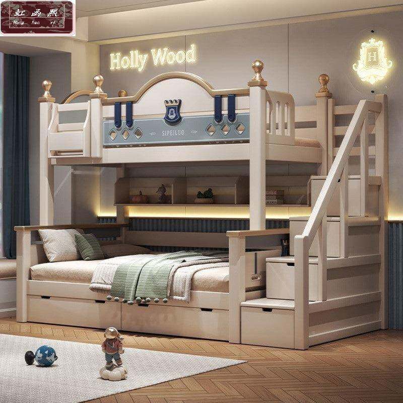 无品牌/樱桃木床公主两层床上下铺床子母床上下双层多功能床组床