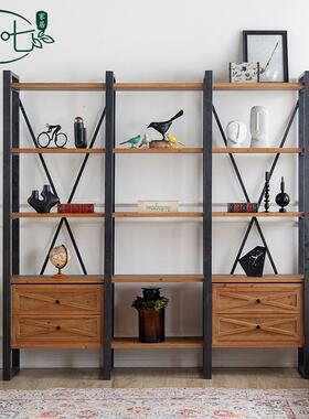 业风直播间背景品样展工示架书房实木书架酒馆两米层A2771架落地
