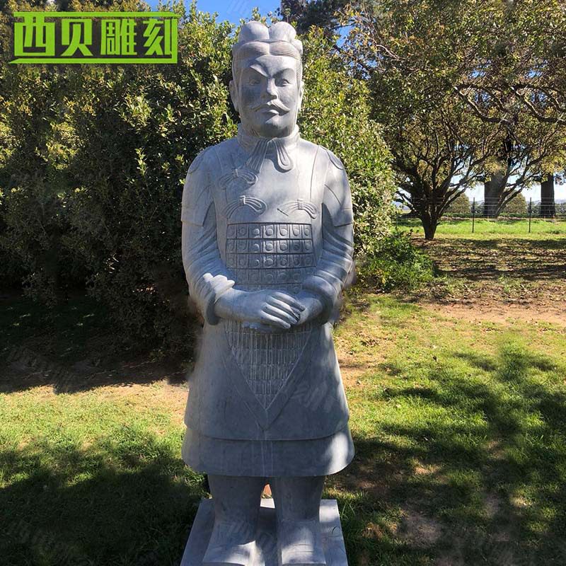 大理石人物兵马俑雕塑 石雕仿古兵马俑摆件 石材古代人物雕塑