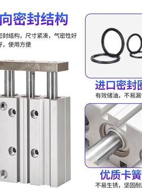 三轴三杆带杆气缸MGP/TCMM12X16X0X25导2/32/40/50/63-30X75X7691