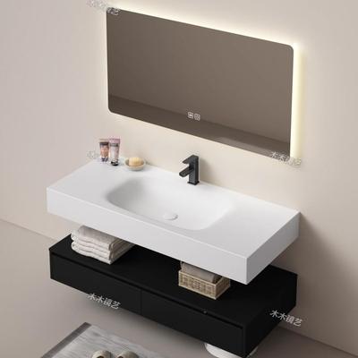 双层无缝浴室982宿柜民智浴能镜柜洗手台盆柜组合室柜岩一板热弯