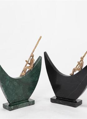 现轻奢划船人物雕塑装饰新中板式样房间客厅茶几YL-TY-15餐桌代大