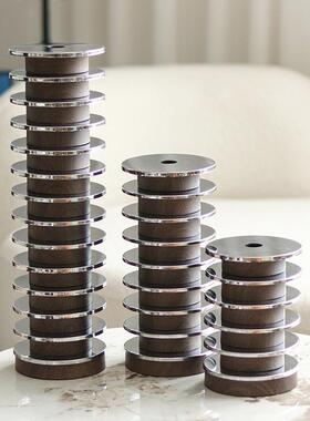 轻奢层极叠圆样形烛台花39203器板间家居售楼部客厅厅简展木纹花