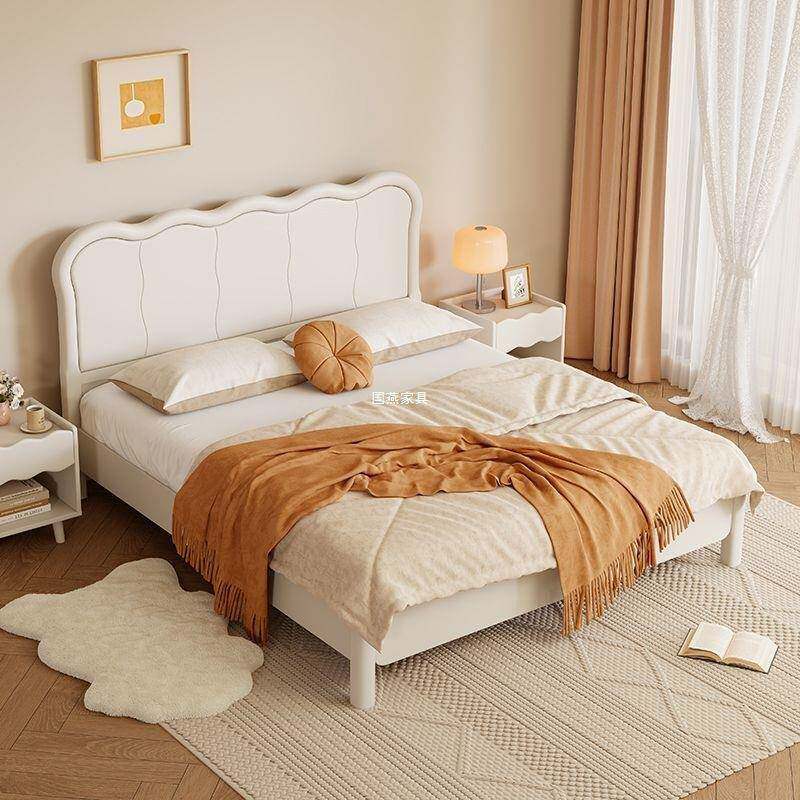 奶实木床现代简约1.5法米式油风公主卧奢室双人床1WKP.8米复古轻