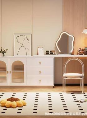 QNE书桌柜子一体中古卧室成风套家具小户型伸缩梳可妆台凳转斗角